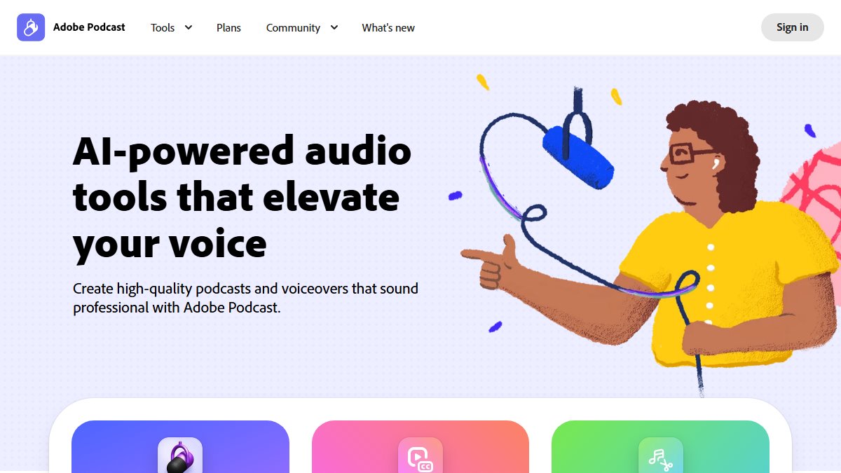 Adobe Podcast 官网截图