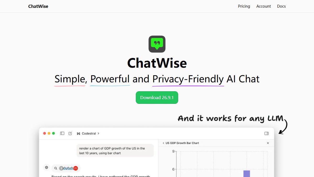 ChatWise 官网截图