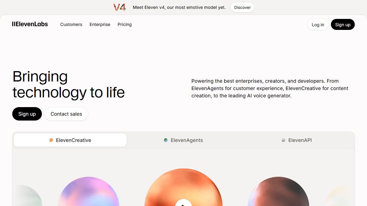 ElevenLabs 官网截图