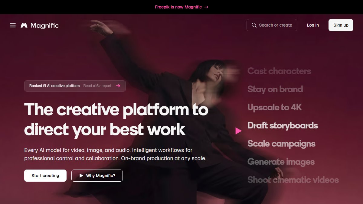 Freepik（Magnific） 官网截图
