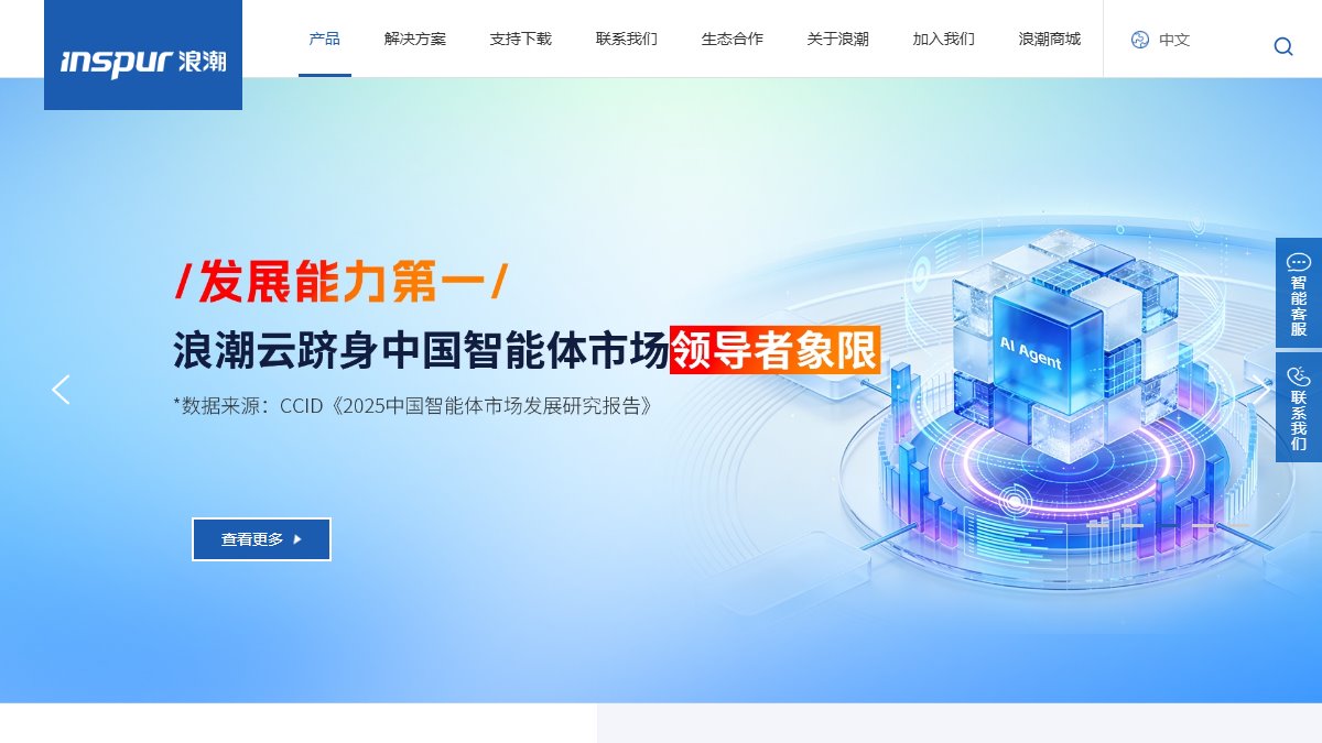 浪潮 官网截图