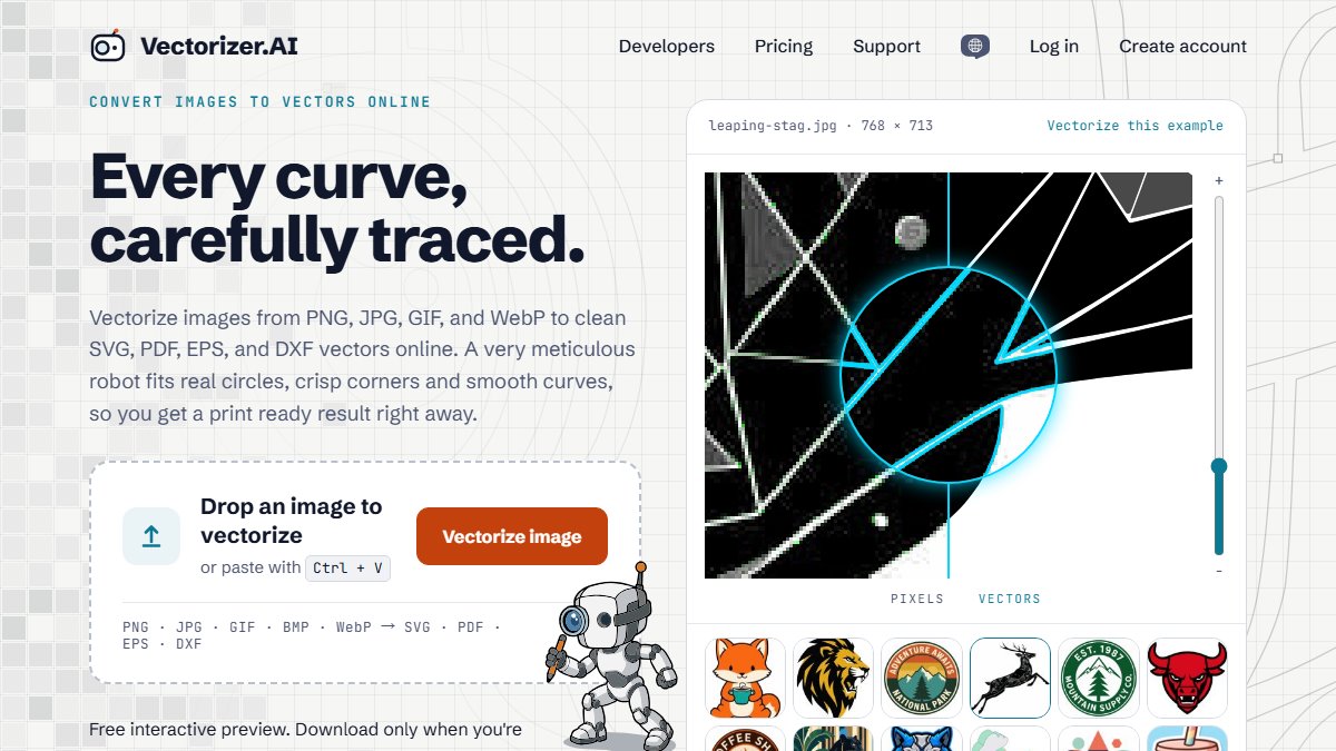 Vectorizer.AI 官网截图